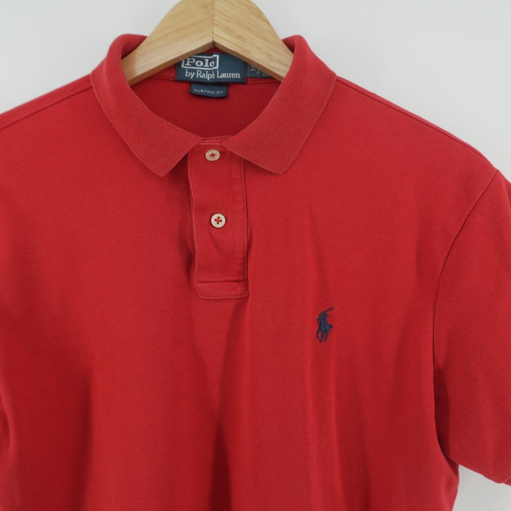 Polo Ralph Lauren Polo Shirt Mens M Red Custom Fit Short Sleeve Cotton Pony Logo